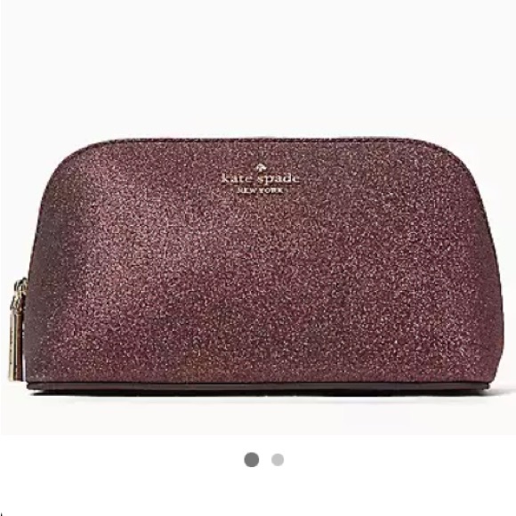 KATE SPADE Shimmy Glitter SMALL COSMETIC CASE in DEEP NOVA! Zipper Pouch Bag NWT - Picture 1 of 3